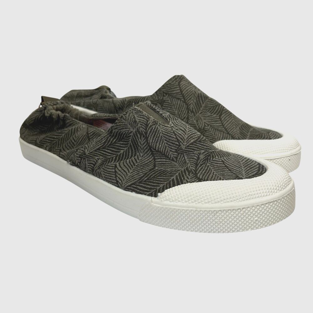 NEW Ladies Size 9‎ Roxy Slip On Sneakers Palm Leaf Floral Olive Green Canvas